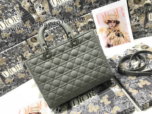 Dior专柜新款迪奥顶级原单Lady七格磨砂藤格纹牛皮翻盖手提女包 djfk1124